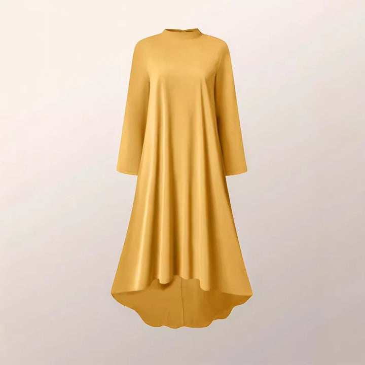 Damen Maxikleid mit asymmetrischem Schnitt und hohem Kragen Drune