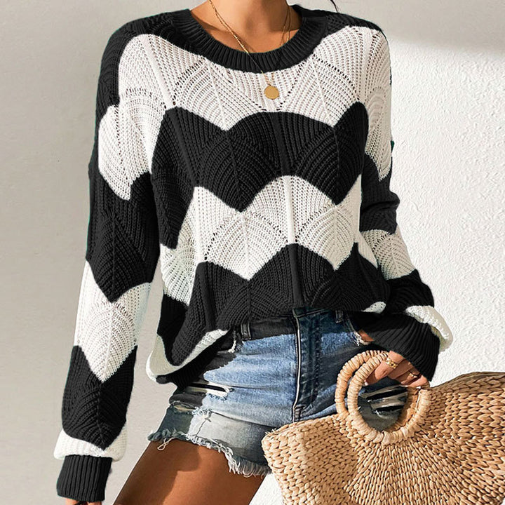 Damen Strickpullover mit gewelltem Muster und weitem Schnitt Drune