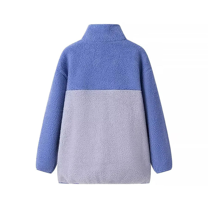 Damen oversize Fleecejacke mit hohem Kragen und praktischen Taschen Drune