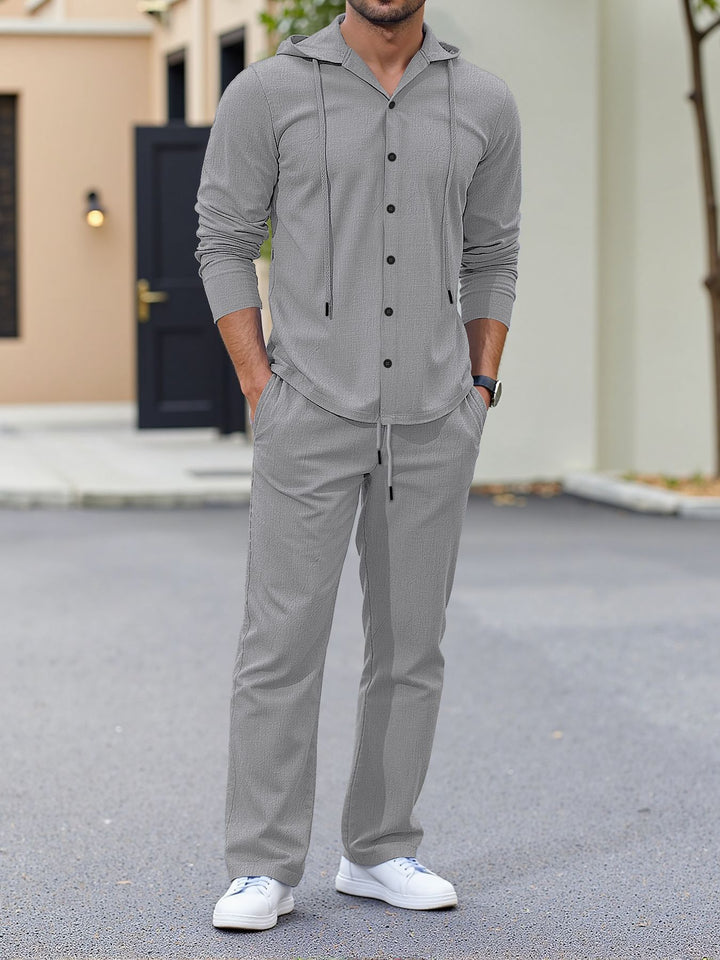 Herren lässiges Kapuzenshirt mit praktischen Taschen und Jogginghose Drune