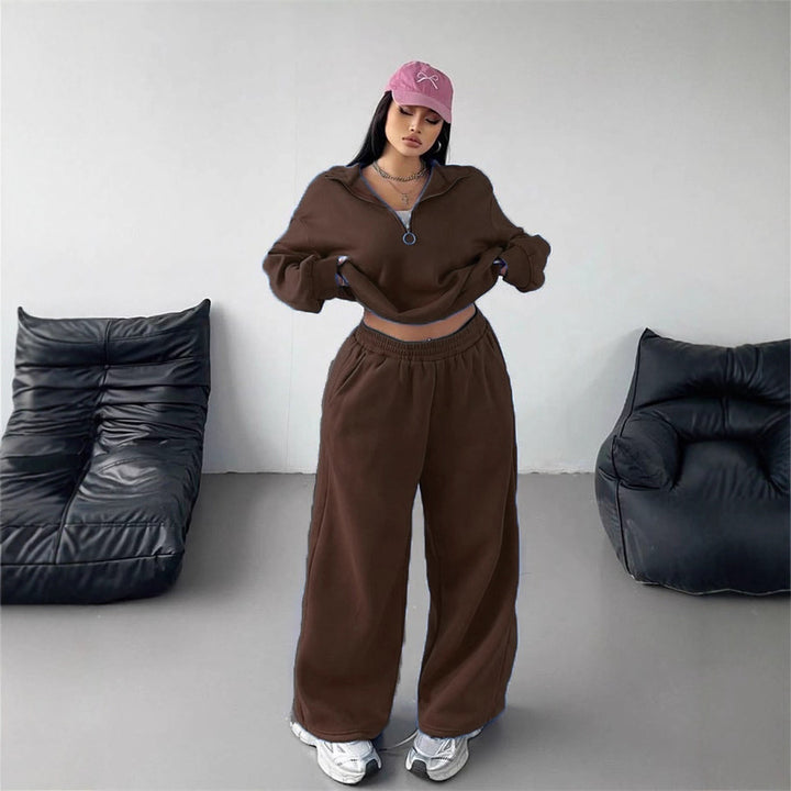 Damen Kuscheliges Fleece-Set mit hohem Kragen Drune