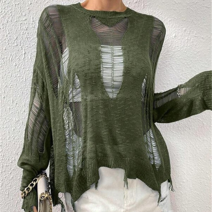 Damen Oversized Strickpullover mit modischen Cut-Outs Drune