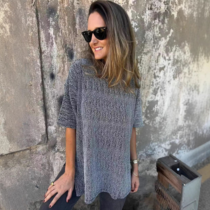 Damen Oversized T-Shirt mit Glitzersteinchen und lässigem Schnitt Drune
