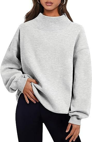 Damen Oversized Sweatshirt mit hochgeschlossenem Kragen und lässigem Schnitt Drune