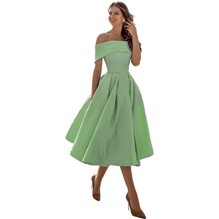 Drune | Legere Mode Satin Cocktailkleid Ohne Träger