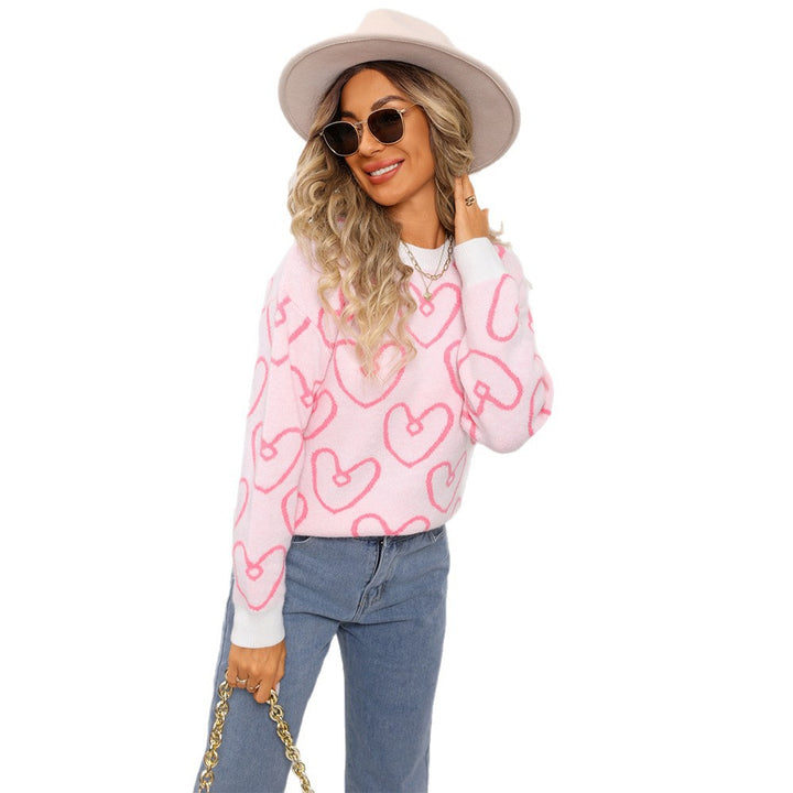 Damen kuscheliger Pullover mit Herzmuster und weichem Material Drune