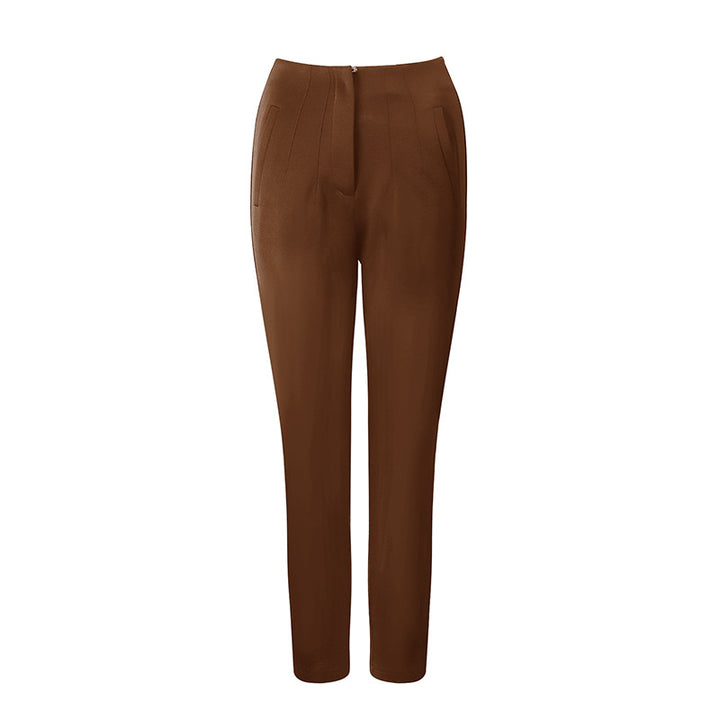 Damen elegante Anzughose mit hohen Bund und schmalem Bein Drune