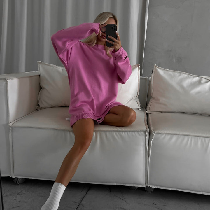 Damen Oversized Sweatshirt mit stylischen Riss-Details und weitem Schnitt Drune