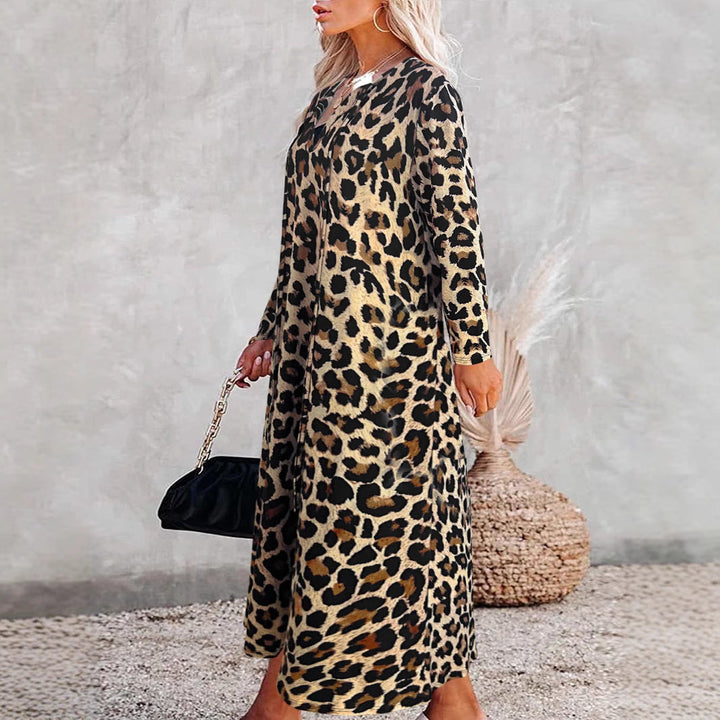 Damen Maxikleid mit trendigem Leopardenmuster und elegantem Wickeldesign Drune