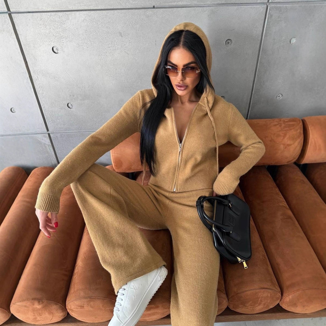 Damen Bequemer Fleece-Jumpsuit mit praktischer Kapuze und Reißverschluss Drune