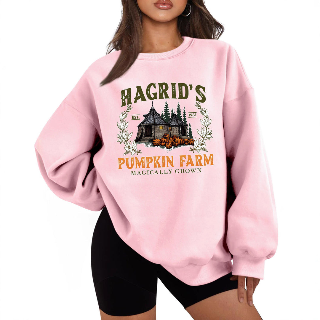 Damen Sweatshirt mit gemütlichem Rundhalsausschnitt und herbstlichem Kürbis-Motiv Drune