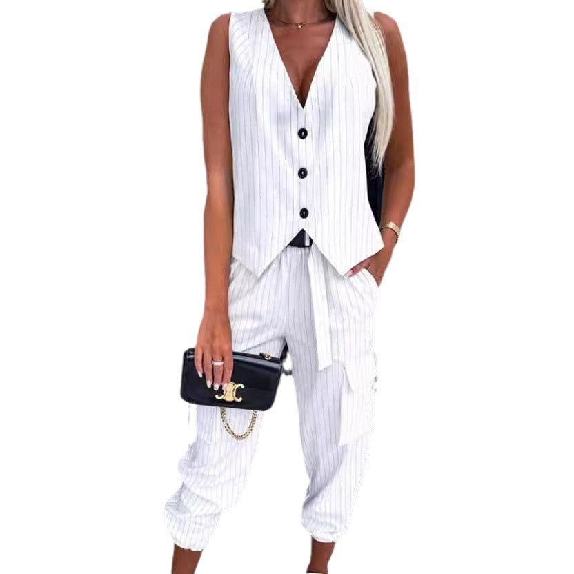 Damen Elegantes Zweiteiler-Set mit Weste und sportlichen Hosen Drune