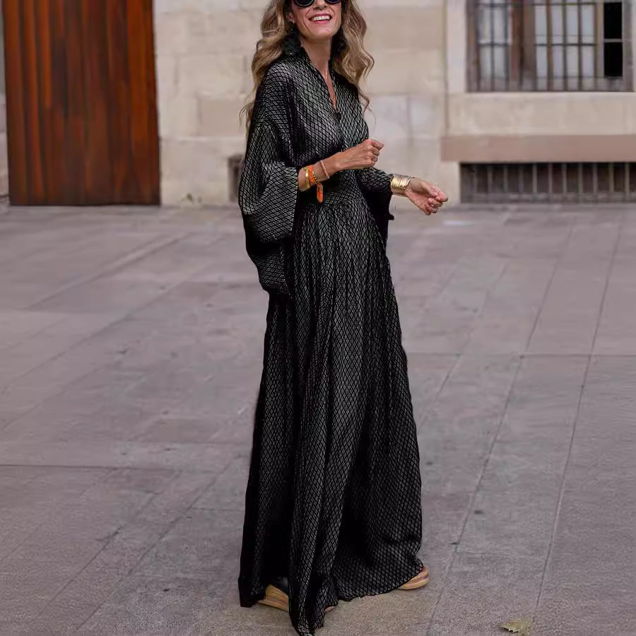 Damen Maxikleid mit elegantem Schnitt und weit ausgestellten Ärmeln Drune