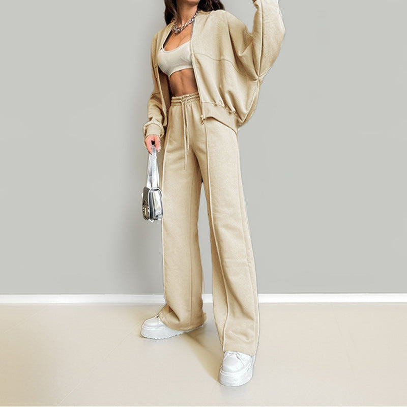 Damen lässiger Zweiteiler mit oversized Hoodie und eleganter Hose Drune