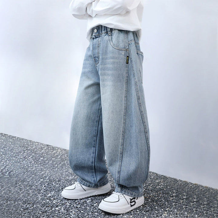 Jungen lässige Denim-Hose mit einzigartigem Smile-Print Drune