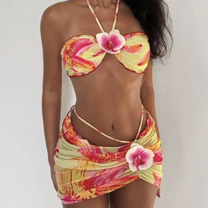 Damen Bikini-Set mit floralem Design und verspieltem Wickelrock Drune