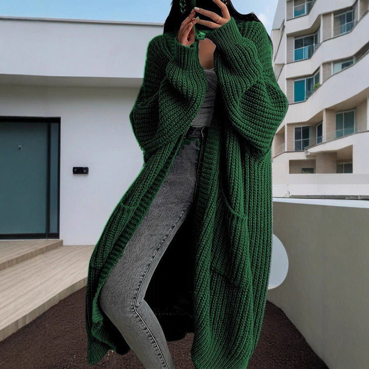 Damen Langer Strickcardigan mit seitlichen Taschen und lässigem Schnitt Drune