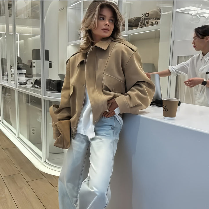 Damen Oversize Jacke mit funktionalen Taschen und weichem Futter Drune