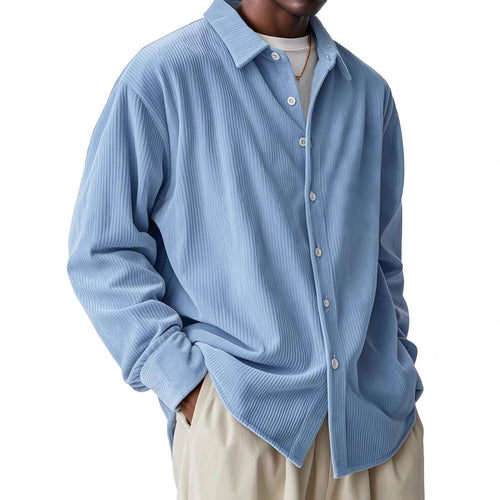 Herren nan oversized Kordhemd mit feiner Rippenstruktur und Relaxed-Fit Drune