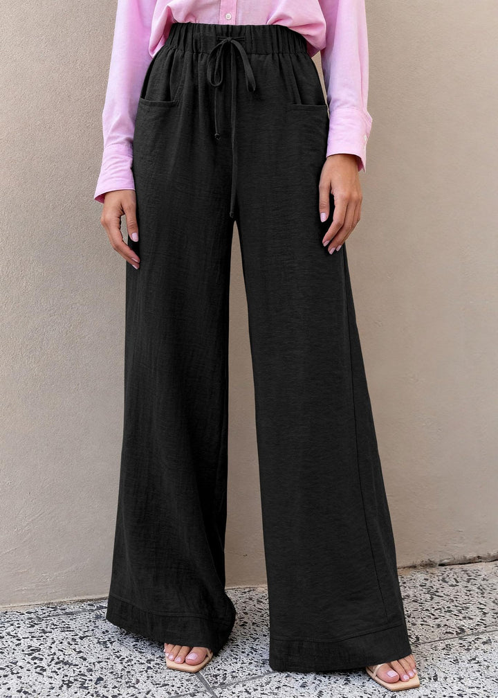 Damen Weit geschnittene Sommerhose mit elastischem Bund und frontalen Taschen Drune