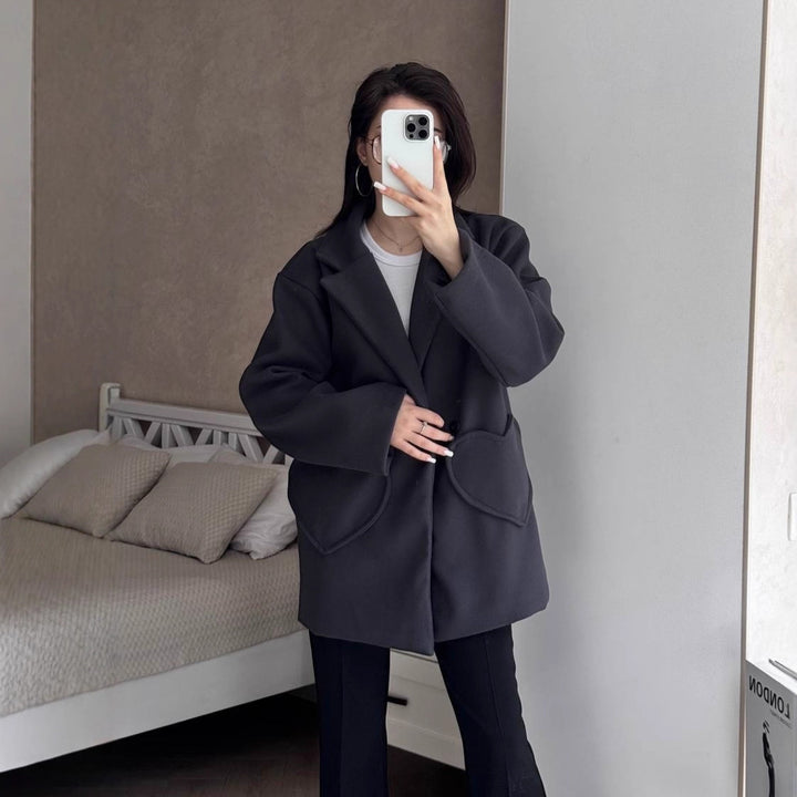 Damen modischer Oversized-Mantel mit großzügigen Taschen und Revers Drune