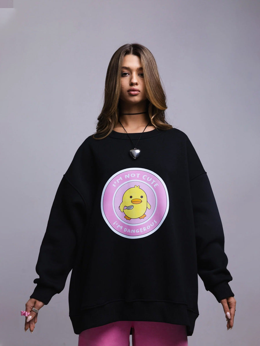 Damen Oversized Sweatshirt mit einzigartigem Grafikdesign Drune