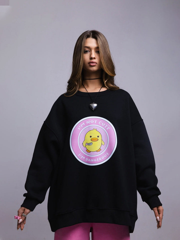 Damen Oversized Sweatshirt mit einzigartigem Grafikdesign Drune