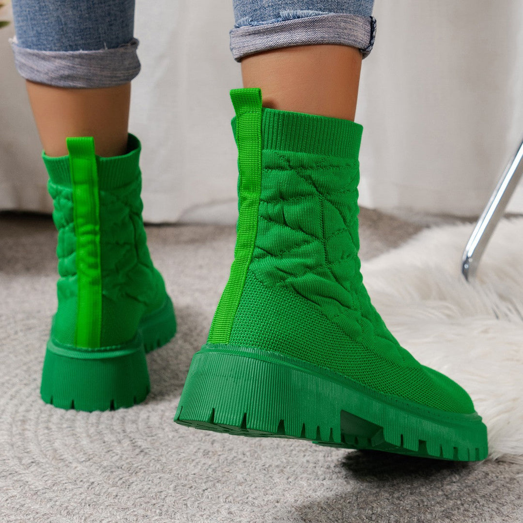 Damen Modische Stiefel mit strukturiertem Obermaterial und rutschfester Profilsohle Drune