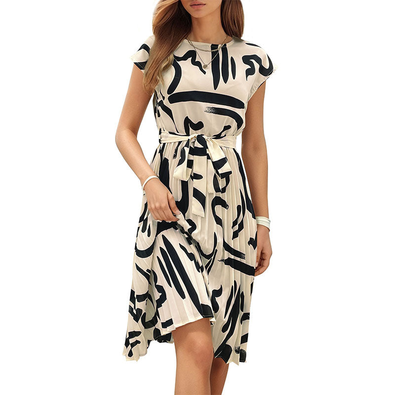 Damen Midikleid mit asymmetrischem Schnitt und modischem Bindegürtel Drune