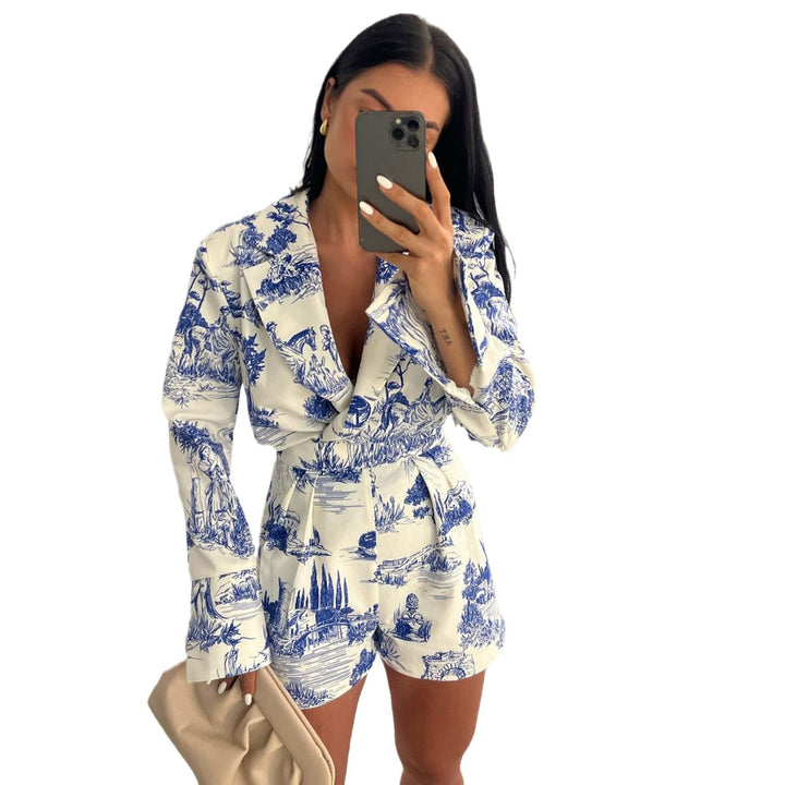 Damen Chiffon-Jumpsuit mit botanischem Muster und tailliertem Schnitt Drune