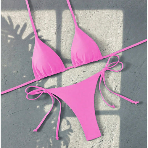 Damen Triangel-Bikini mit verstellbaren Trägern und seitlichen Schleifen Drune