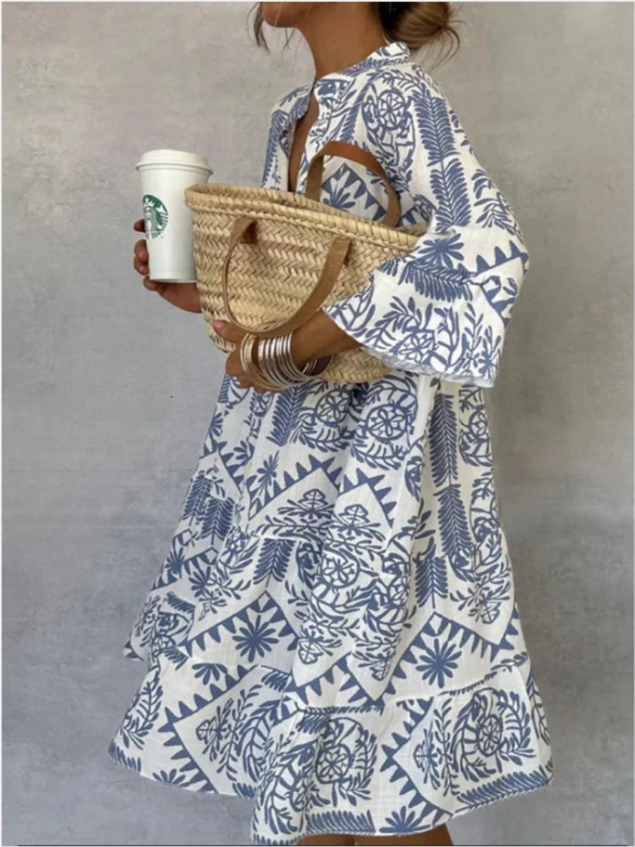 Damen Tunika-Kleid mit floralem Design und lockerer Passform Drune