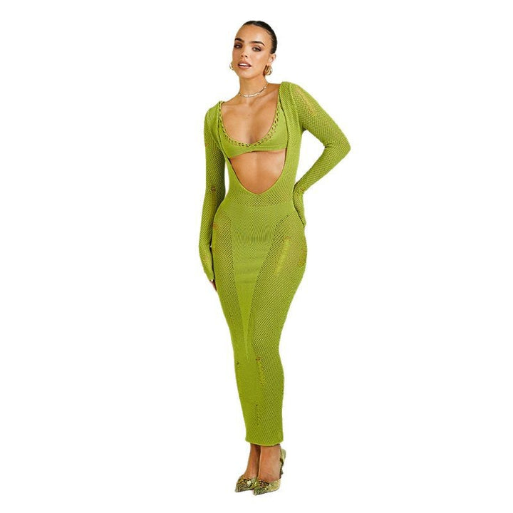Damen eng anliegendes Netzkleid mit Cut-Out-Details Drune