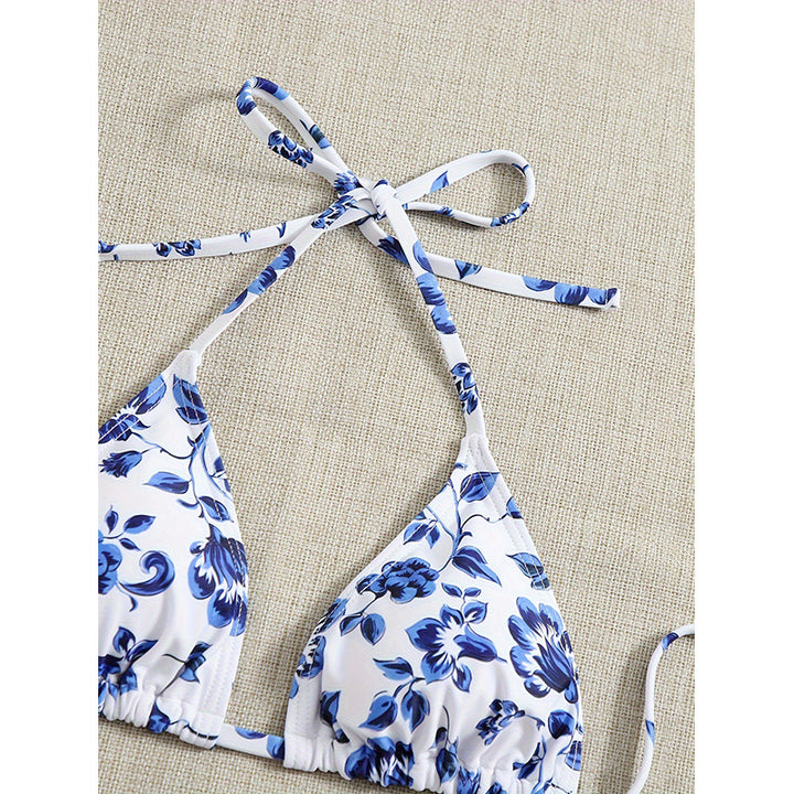 Damen Triangel-Bikini mit floralem Design und schickem Wickeltuch Drune