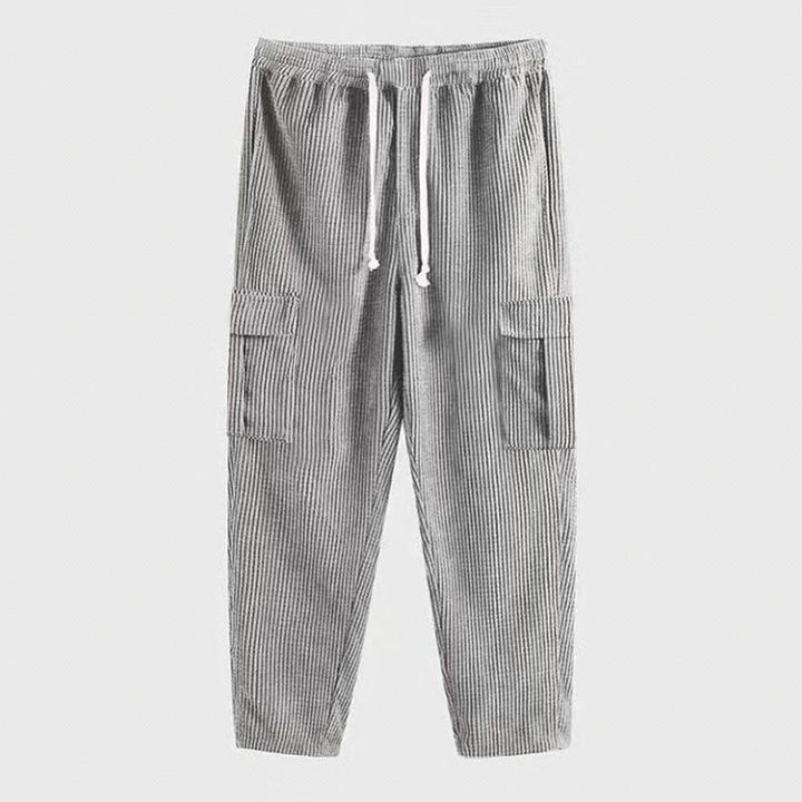 Herren nan Cord-Cargo-Jogginghose mit elastischem Bund, Kordelzug und aufgesetzten Klappentaschen Drune