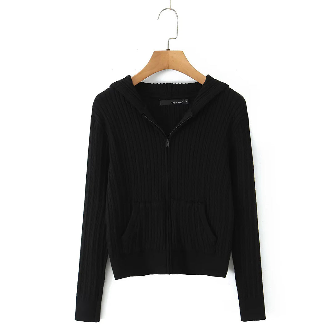 Damen Freizeit-Hoodie mit strukturierter Oberflächenverarbeitung und praktischen Taschen Drune