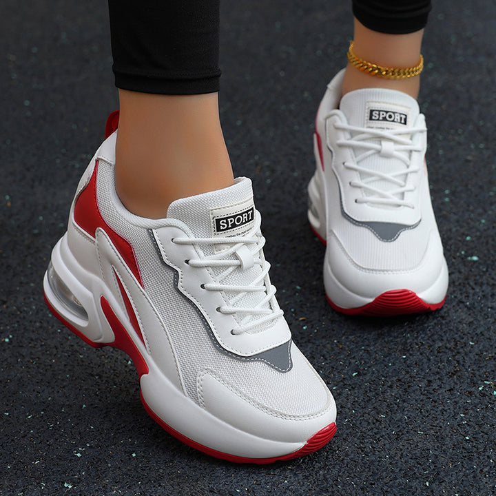 Damen nan luftgepolsterte Plateau-Sneaker mit sichtbarer Fersenluftkapsel und atmungsaktivem Mesh Drune