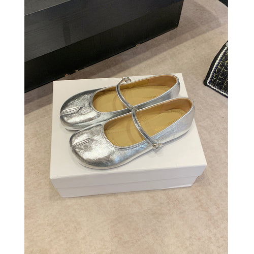 Damen Ballerinas mit schimmerndem Effekt und elegantem Riemen Drune