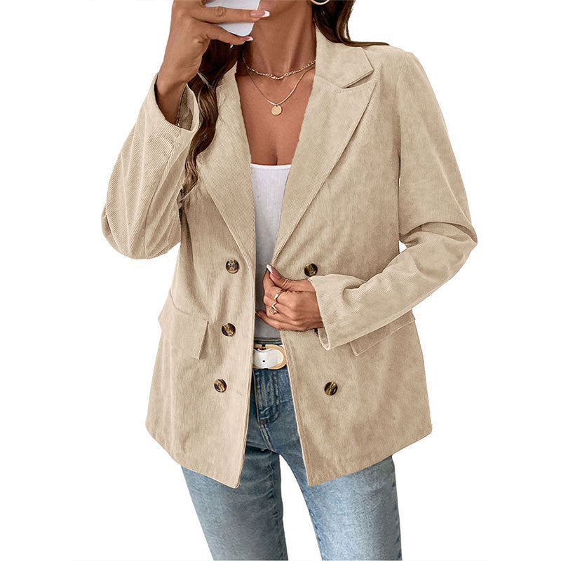 Damen samtiger Blazer mit doppelter Knopfleiste und elegantem Schnitt Drune