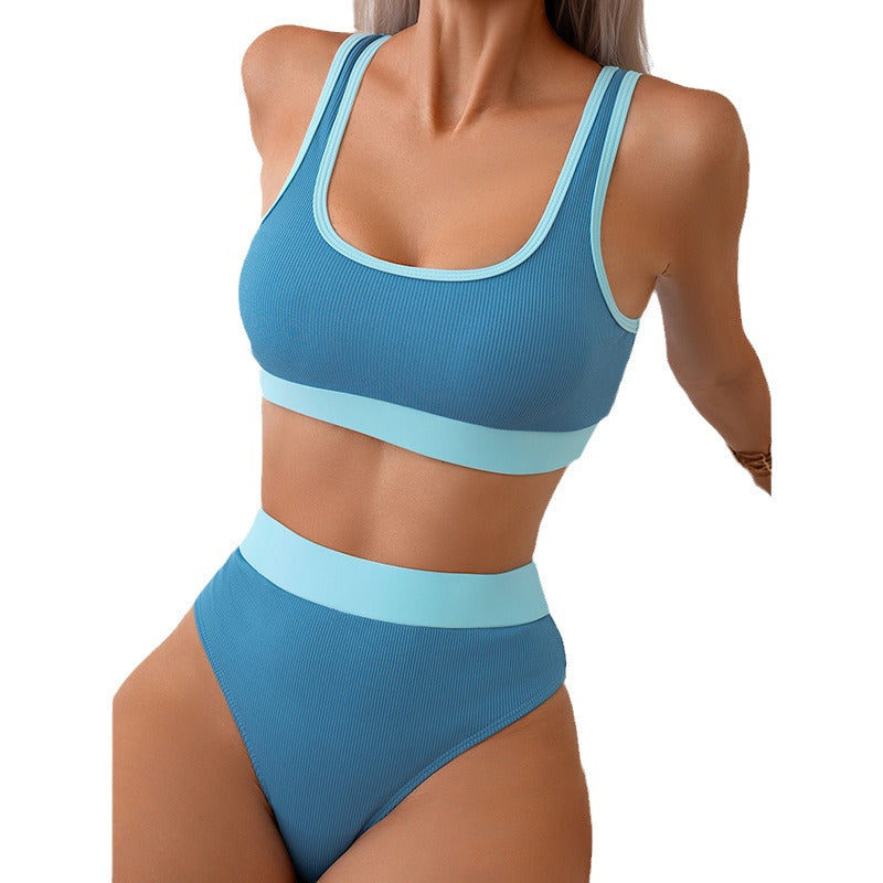 Damen hochgeschnittenes Bikini-Set mit sportlichem Design Drune