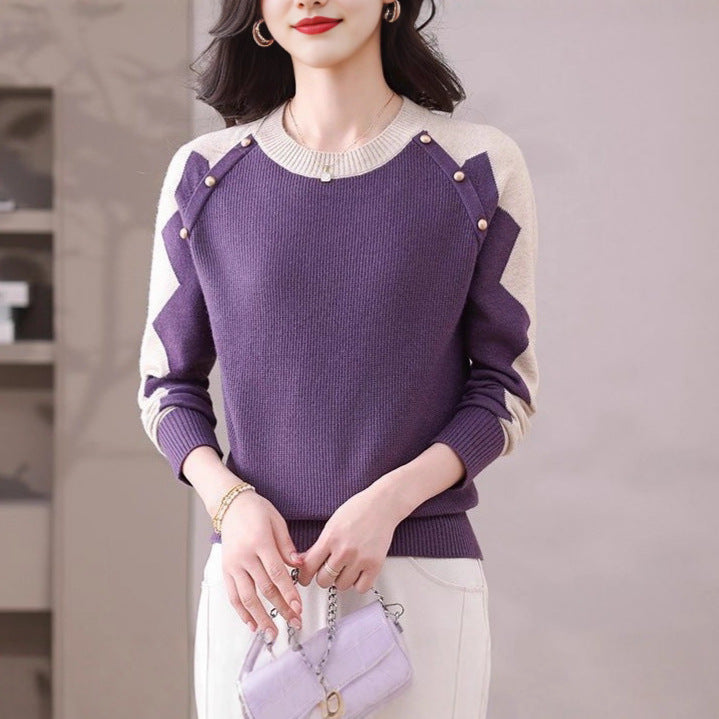 Damen lässiger Pullover mit auffälligen Applikationen Drune