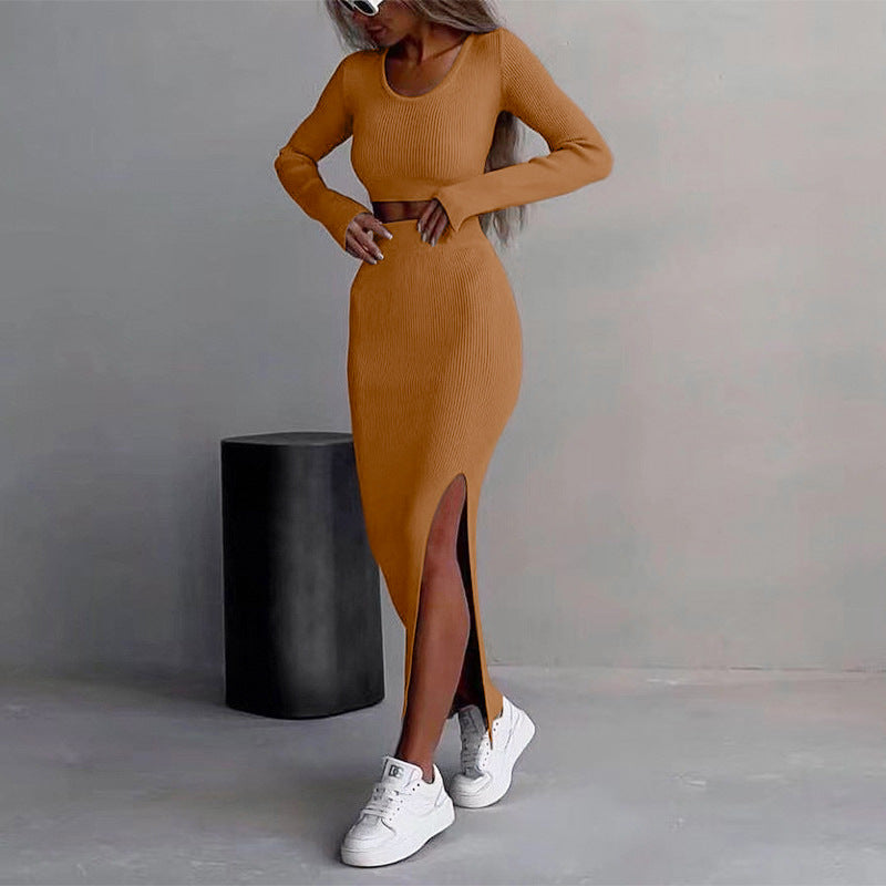 Damen Modisches Langarm-Kleid mit anpassbarem Taillengürtel Drune