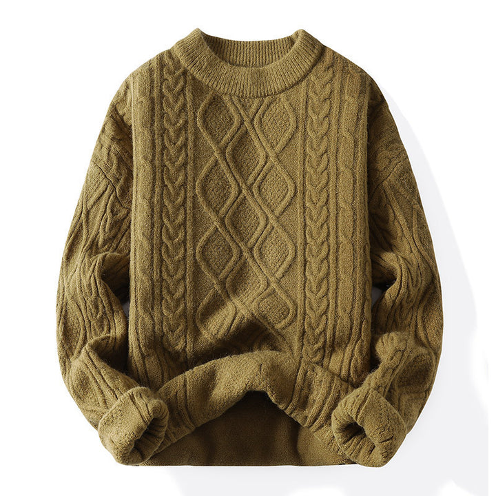 Damen Grobstrickpullover mit zeitgemäßem Zopfmuster und klassischem Rundhalsausschnitt Drune