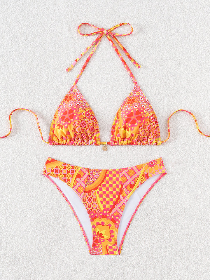 Damen Triangel-Bikini mit verspieltem Palmenmuster Drune