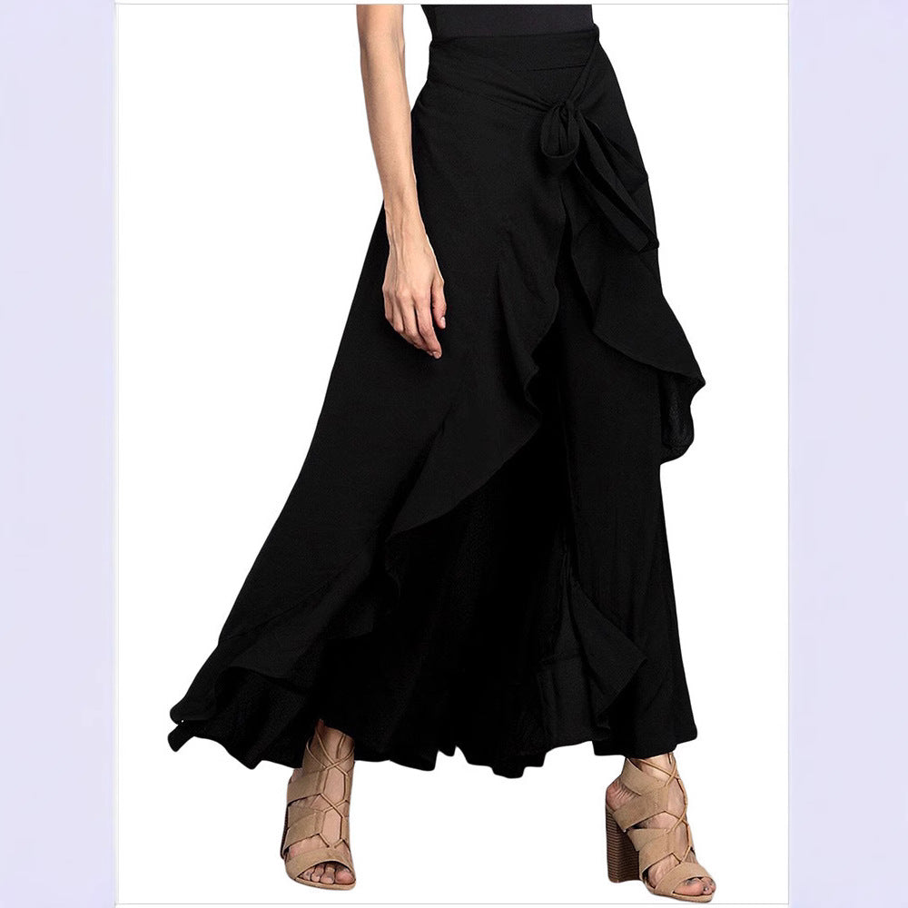 Damen Eleganter Wickelrock mit Rüschen Drune
