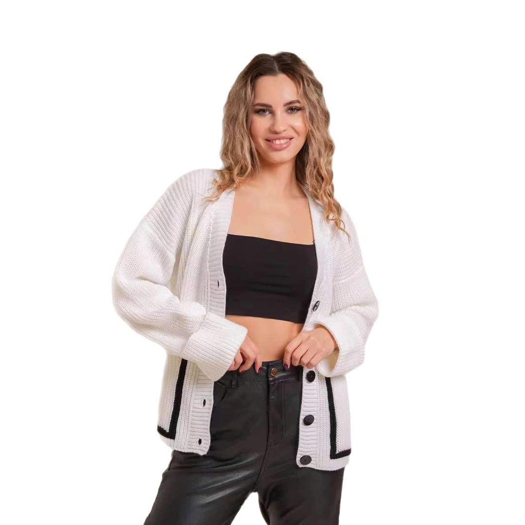 Damen Strickjacke mit knöpfbarem Design und Taschen Drune