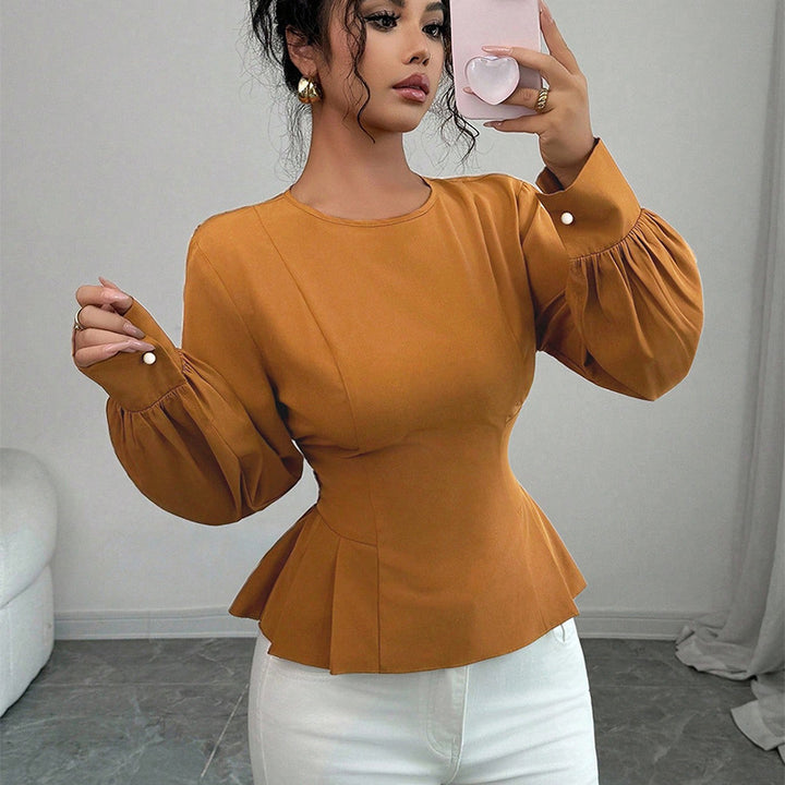Damen Taillierte Bluse mit Puffärmeln Drune
