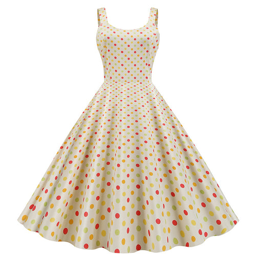 Damen Swingkleid mit klassischem Polka-Dots-Muster und schwingendem Schnitt Drune