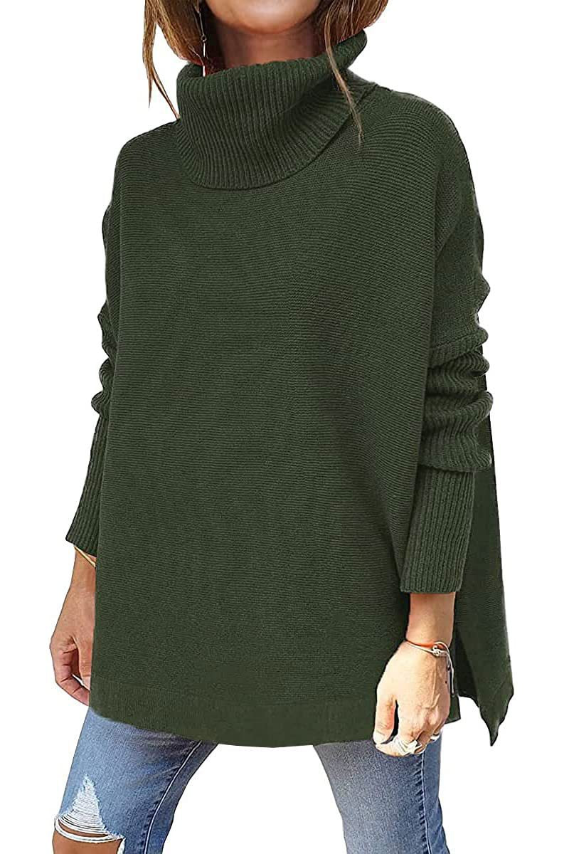 Damen oversize Rollkragenpullover mit strukturiertem Strickdesign Drune