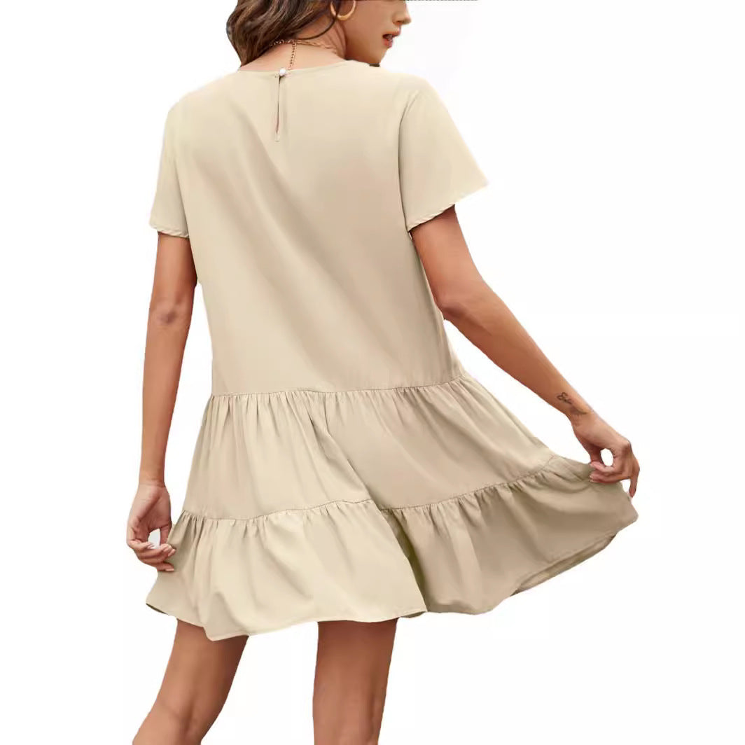 Damen lässiges Sommerkleid mit Rüschendetails Drune